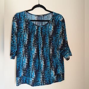 Elementz Blue and Black Patterned Top Size PL